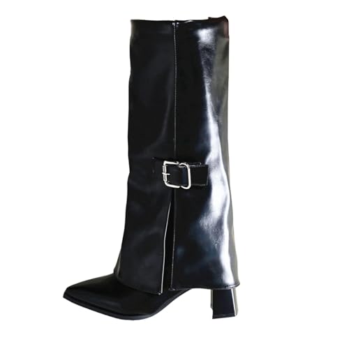 Women's Fold-Over Buckle Knee Boots