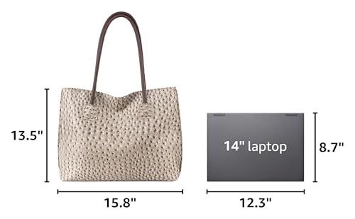 Image of Milan Chiva Tote Bag for Women with Zipper Large Ostrich Vegan Leather Shoulder Purses and Handbags