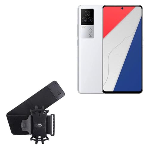 BoxWave Holster Compatible with vivo iQOO iQOO 10 - ActiveStretch Sport Armband, Adjustable Armband for Workout and Running - Jet Black