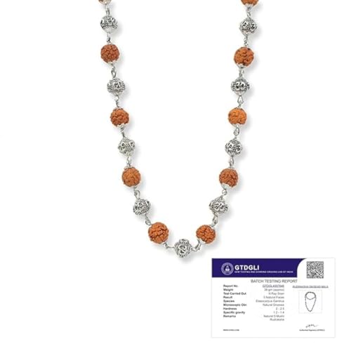 Image of Astrotalk OM Bead Rudraksha Mala | 5 Mukhi Rudraksha Mala Original with Silver OM Bead for Focus, Protection & Spiritual Growth | For Office & Daily Wear | Gift for Man & Woman