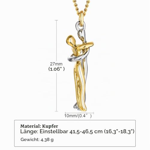 FLHEART Valentinstag Zärtliche Umarmung Halskette | Kuscheln Paar-Schmuck Für Ihn Sie Für Weihnachten Neujahr Valentinstag Paar Umarmung Halskette Für Frauen Herren Freund Freundin, Kabelkette – Bild 2