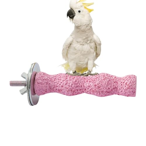 LearnLyrics Papageienbarschstab Vogel-Kalzium-Zahnknirsch Kauspielzeug,Zähne Stein Stick Barsch Vogel Zähne Schleifen Sand Klaue für Papagei Wellensittiche Eichhörnchen Hamster Käfig Stand