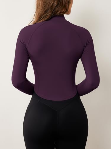 Image of AVGO Women's Workout Jacket Lightweight Zip Up Cropped Yoga Jackets Slim Fit Athletic Tops with Thumb Holes