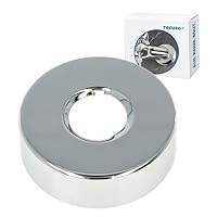 tecuro Gewinderosette Ø 27 mm Innen (3/4 Zoll), Ø 80 mm Außen, Höhe 30 mm, hochwertiges Messing verchromt, gerade Bauform, Rohrabdeckung