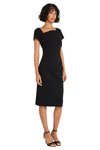 Maggy London Women's Asymmetric Neck Crepe Sheath Workwear Office Career Desk to Dinner Event Occasion Guest of2