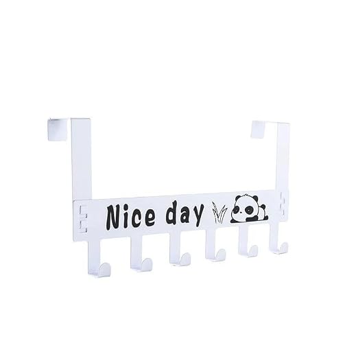 BFSAzasc Over Door Hanger Over Door Hook Hanger,Metal Rack Behind Organizer with 6 for Bathroom, Holder for Coat Bag Over Door Hook(White)