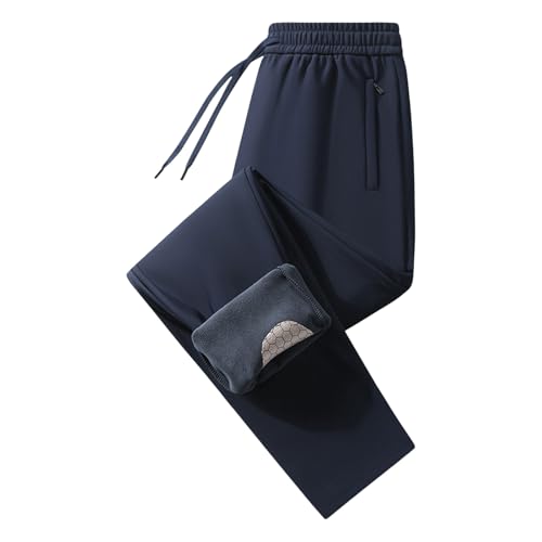 裏起毛パンツ メンズ 秋 冬 防寒ズボン 厚手 防風 暖かい 温かい ストレートパンツ ストレッチ 大きいサイズ ゆったり スウェットパンツ ウエストゴム 調整紐 カジュアル ボトムス 無地 シンプル おしゃれ 寒さ対策 男女兼用 アウトドア(ダークブルー