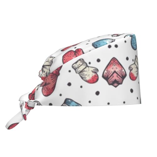 Gorro de trabajo con guantes de invierno para mujeres y hombres, gorro de limpieza con banda para el sudor, gorros quirúrgicos ajustables y cómodos, gorros transpirables con cierre de lazo para enf