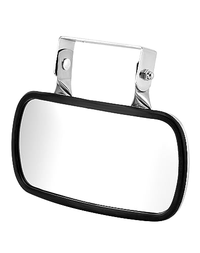 Espejo para tractor QWORK rectangular convexo de acero inoxidable con fijación en U 1