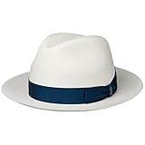 Borsalino Sombrero Panamá Black Small Mujer/Hombre - Made in Ecuador Fedora de Playa con Banda Grosgrain Primavera/Verano - 55 cm Natural-Azul