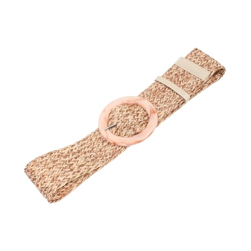 VANZACK Boho Woven Belt for Women Natural PP Straw Wide Waist Belt Adjustable Colorful Buckle for Dresses Vacation Summer Style