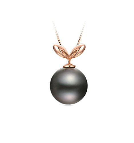 Collier perle de culture noire anti ternissement argent 925 doré jaune