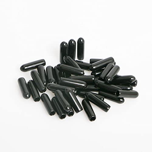 Image of 50PCS ID2.5mm(7 /64 inch) Black PVC Rubber End Caps, Vinyl Flexible End Caps, Round Pipe End Caps, Bolt Thread Protector Safety Caps
