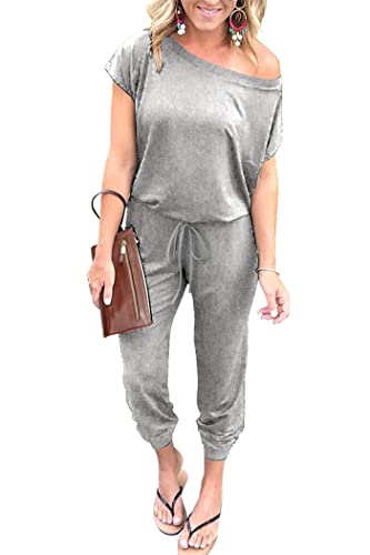 Image of PRETTYGARDEN Jumpsuits for Women 2026 Summer Dressy Off Shoulder Romper Spring Vacation Travel Lounge Outfits Clothes