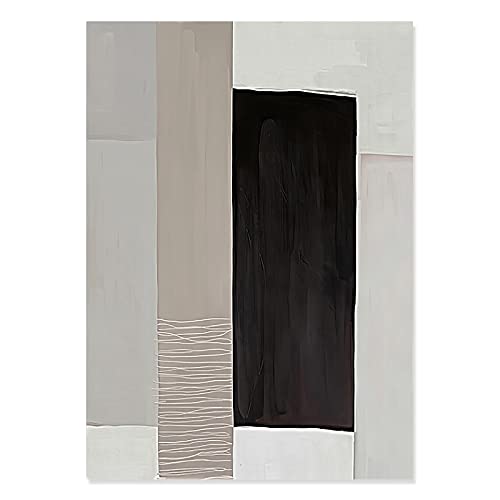 Art mural affiche abstrait noir et beige pour habiller un grand mur nu