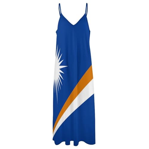 Robe longue d'été décontractée bleu sans manches col V