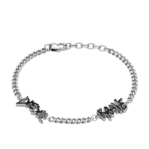 Diesel Pulsera de Cadena para Hombre de Acero Inoxidable, DX1466040, Plata y Negro