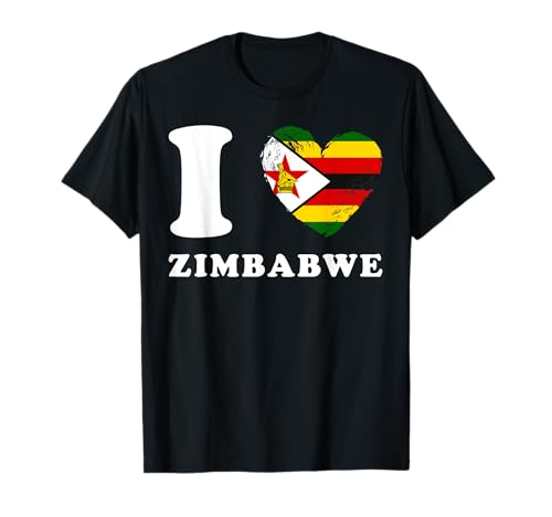 I Love Zimbabwe – Drapeau en forme de cœur Zimbabwe T-Shirt