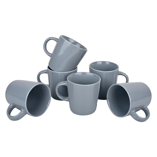 Image of Ceramic Tea & Coffee Espresso Small Mugs Set of 6 - 120 ml, Metallic Grey, Durable Cups for Home & Office