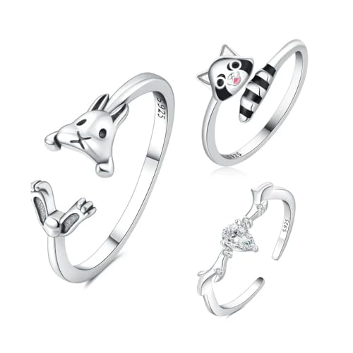 Anneau openwork animal ratcoon rabbit bijoux femmes - 7