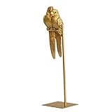 BESPORTBLE Papagei Figur Paar Papagei Statue Golden Auf Ständer Desktop Ornament Wohnzimmer Büro Zuhause Schreibtisch Dekoration Valentinstag Geburtstag Hochzeit Ostern
