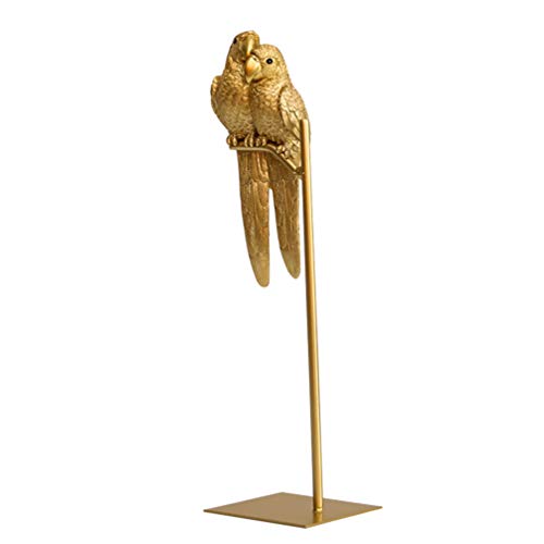 BESPORTBLE Papagei Figur Paar Papagei Statue Golden Auf Ständer Desktop Ornament Wohnzimmer Büro Zuhause Schreibtisch Dekoration Valentinstag Geburtstag Hochzeit Ostern
