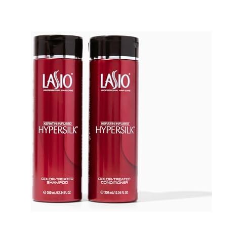 Lasio Keratin-Infused Hypersilk Color Treated Shampoo and Conditioner Set - 12.34 Fl. Oz - Color Treated Hair Shampoo and Deep Conditioner for Dry Damaged Hair - Routine Shampoo and Conditioner Cover