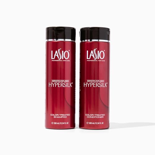 Lasio Keratin-Infused Hypersilk Color Treated Shampoo and Conditioner Set - 12.34 Fl. Oz - Color Treated Hair Shampoo and Deep Conditioner for Dry Damaged Hair - Routine Shampoo and Conditioner