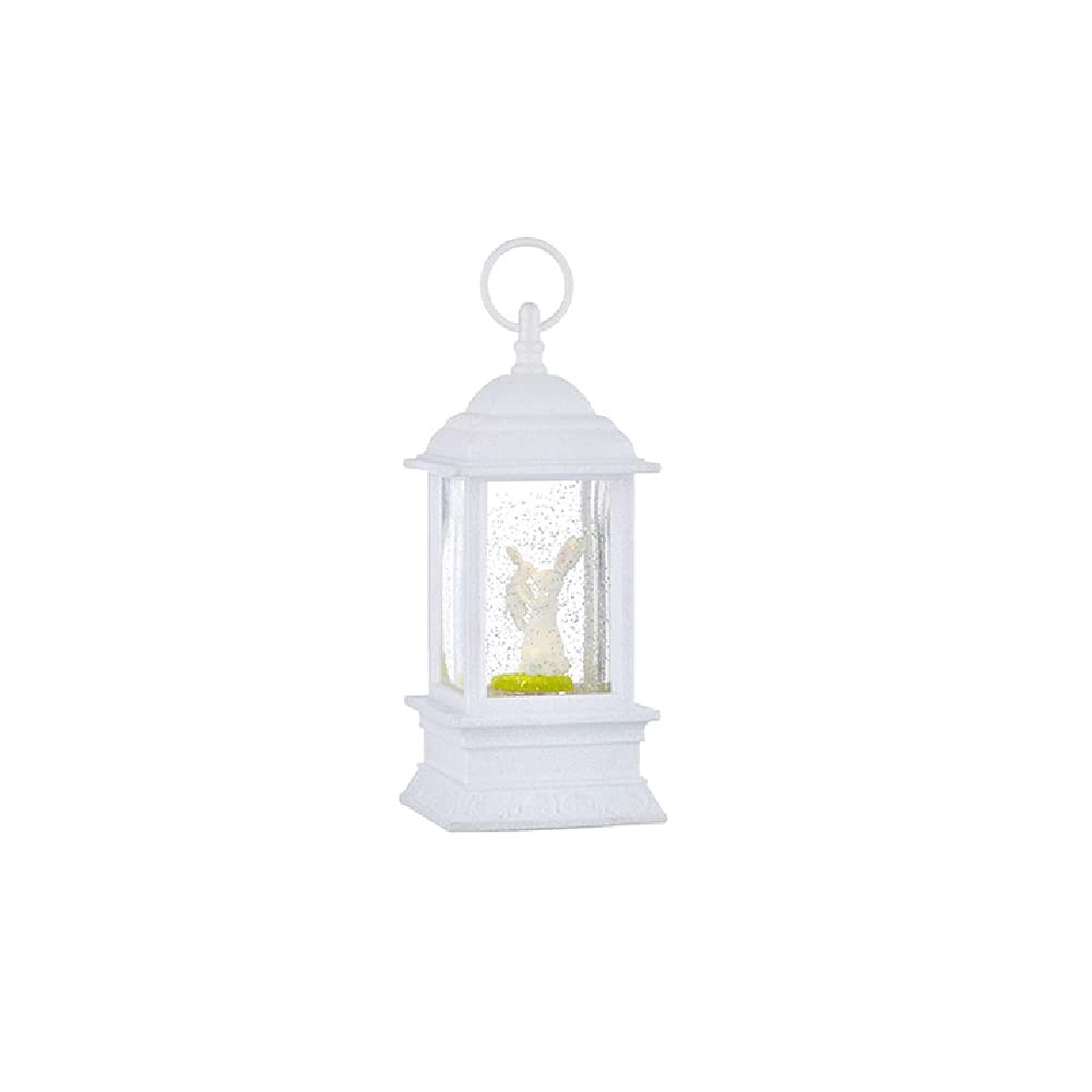 RAZ Imports 4216105 Bunny and Baby Animated Lighted Water Lantern, 9.5-inch Height, Plastic and Resin