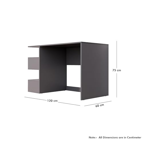 Image of Bniture Wooden Study Table for Home | Engineered Wood Study Table with Side Storage Shelf | Multi Purpose Computer Desk for Writing & Study | Laptop Table for Study Room & Office | Slate Grey