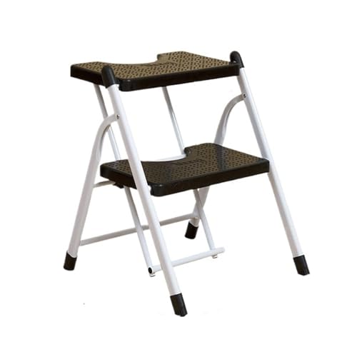 Escalon Taburete de escalera plegable de alta resistencia con almohadilla antideslizante, capaz de soportar hasta 120 kilogramos for uso en el hogar y la oficina. banqueta(Noir,2 steps)