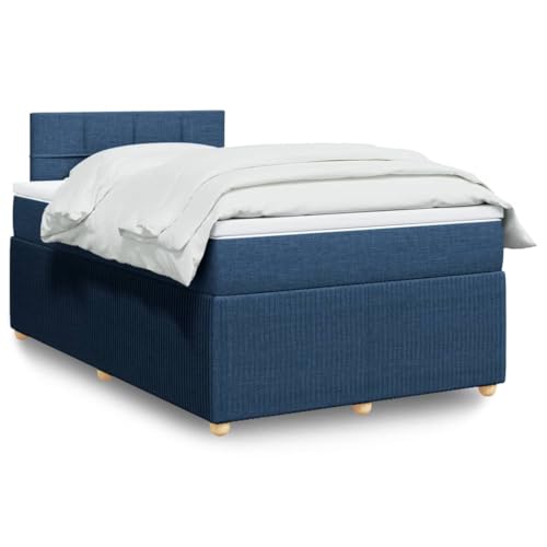Brokky Cama Box Spring con colchón Estructura Cama Bed Frame Cama con colchon somier Mueble Cama Tela Azul 120x190 cm - 3287401