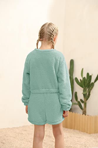 Image of Mafulus Girls Pants Sets Two Pieces Kids Comfy Lightweight Long Sleeve Fleece Sets with Pockets