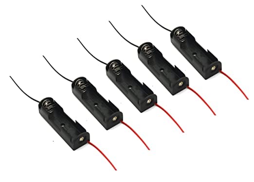 S P Pack of 5 Single Side 1.5v AA Battery Holder with Wire, Spring Clip Black Plastic-picture-16
