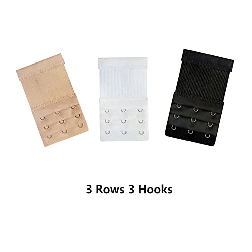 Joojus Add Soft Comfortable For Women Bra Extenders Band Bra Extender Extension Straps 3 Rows 2 Hooks/3 Hooks, 6 Pieces White/Black/Beige #TOP5
