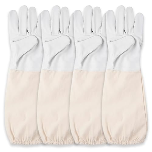 Guantes de apicultura de piel de cabra transpirables y flexibles para colmenas (2 pares unisex)