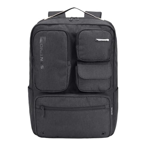 Santino Mochila Notebook Pop Organizer Preto – 27L, RPET Ecológico Repelente à Água, USB Externo, Porta Notebook 14" e Bolso Antifurto SAN271U
