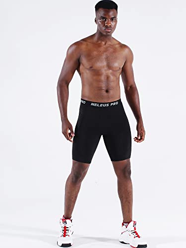 Neleus Men's Compression Shorts With Pockets Workout Running Tights,3 Pack,6082,Black/Grey/White,L #TOP6