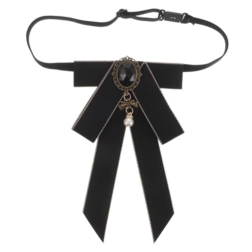 Beaupretty Pre Tied Bow Tie with Rhinestone Pearl Stylish Uniform Accessories for School and Casual Wear Durable and Design Minimalist British and Korean Style