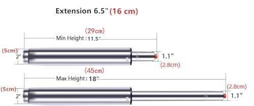 Antlu Total Length 29-45 cm,Adjustable Gas Lift Cylinder for Office Chair Stool Replacement, Tall Hydraulic Pneumatic Cylinder Shock Piston Heavy Duty (Weight limit : 200 kg)