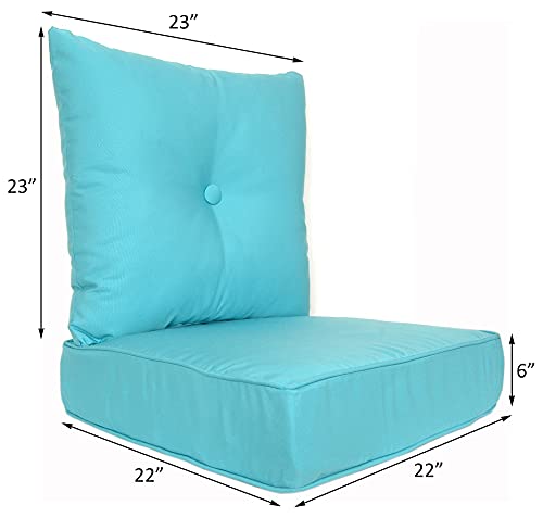 Rulu 02188 Patio Cushion Outdoor/Indoor Sunbrella, Seat 22X22X6 Inch + Back 23X23X7 Inch, 2 Piece Assortment, Canvas Aruba #TOP2