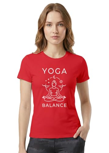 Image of INDISSH Yoga Tshirt for Women Cotton | Graphic Printed Yoga Round Neck Short Sleeves T-Shirt for Woman - WRN-YOGAB-PAR