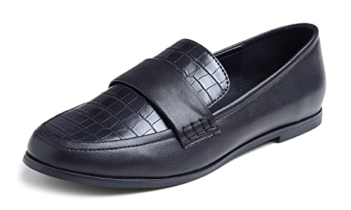 Image of FEVERSOLE Women's Fashion Dress Comfort Low Heel Office Penny Loafer Flats