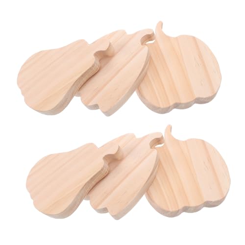 HOODANCOS 6個未完成木製カボチャ 用無塗装オーナメント 秋のテーブルサイン 感恩節とハロウィンの飾り付けになブランク木製南瓜クラフト