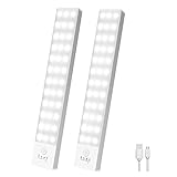 【Carga USB＆Fácil de Instalar】El juego de luz led armario incluye 2 cables de USB, se pueden cargar con computadora, cargador o banco de energía, es conveniente y rápido. La batería de la luz de armario tiene una capacidad de 1200 mA y se puede usar durante más de una semana con carga completa. La barra led está equipada con 4 piezas de magnética, solo necesita rasgar la película para pegarla en cualquier lugar, también puede quitar la luz cocina para cargar en cualquier lugar.