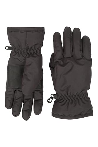 Mountain Warehouse Skihandschuhe für Kinder - Schneedichte Skifäustlinge, elastische Bündchen, warm, schneedichte Handwärmer, Fleecefutter, bequem - Für Winter Schwarz Large