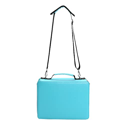 Image of Marker Pen Organizer Case 168 Slots w /Handle & Shoulder Strap | 3-Layer Zipped Pencil Pouch PU Leather w /Open Front pocket for Gel Pen Markers to Artists, Painters