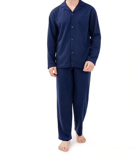 Image of DAVID ARCHY Mens Pajamas Set Ultra-Soft Sleepwear Classic Notched Collar Top & Bottoms Loungewear with Pockets