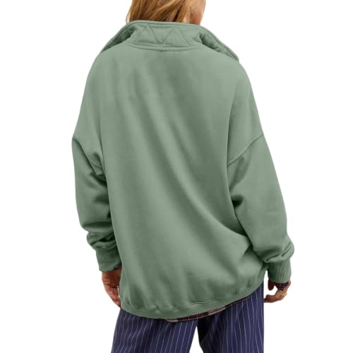 Oversized Sweatshirt for Women Fleece Mock Neck Button Comfy Pullover - image 5