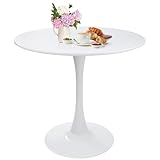 Elepbear Small Space 31.5 Inch White Round Tulip Dining Table - Modern Pedestal Base Kitchen Table for 2-4 People - Easy Assembly & Easy to Clean